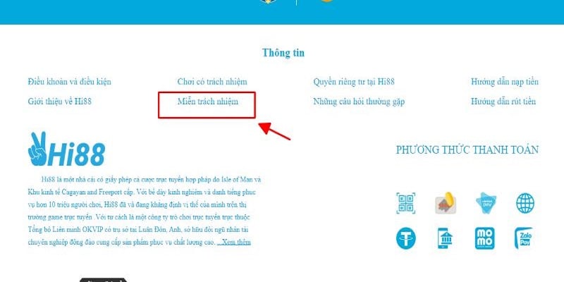 Có một số trường hợp mà Hi88 được miễn trách nhiệm.